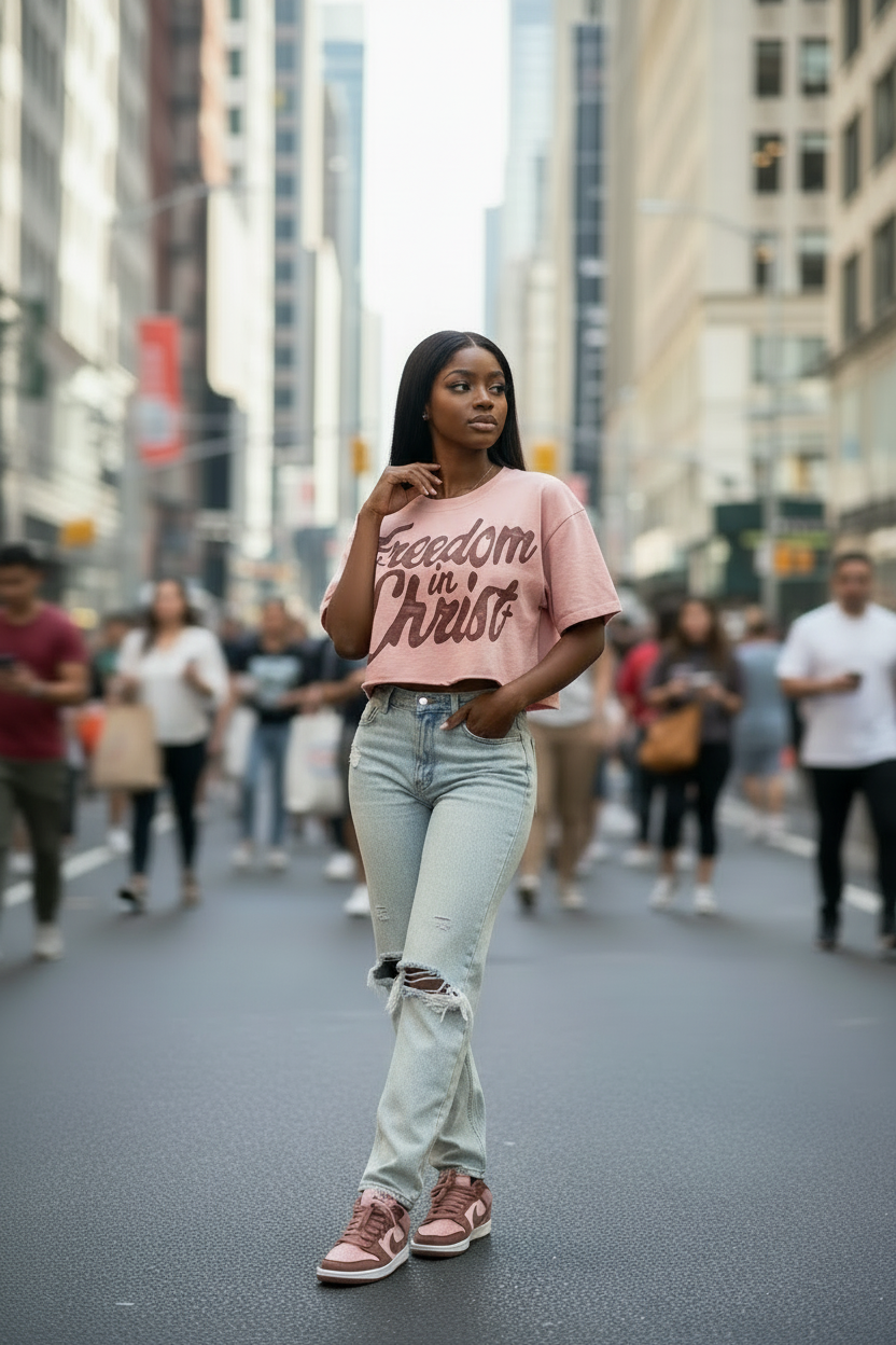 Freedom Snow Washed Crop Top