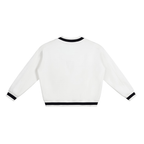 JESUS SAVES — V-Neck Contrast Collar Boxy Sweatshirt