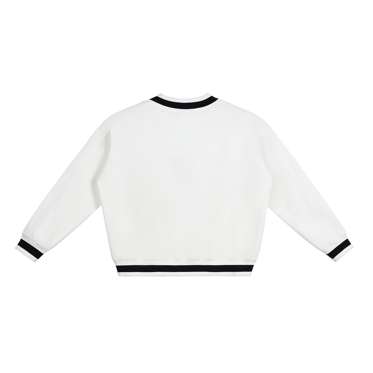 JESUS SAVES — V-Neck Contrast Collar Boxy Sweatshirt