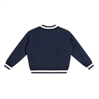 JESUS SAVES — V-Neck Contrast Collar Boxy Sweatshirt