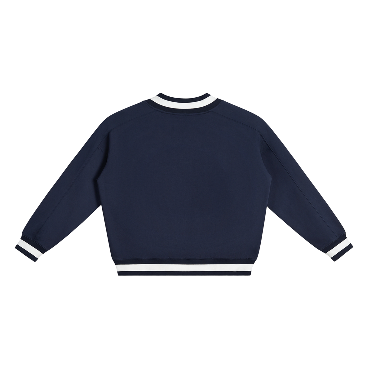 JESUS SAVES — V-Neck Contrast Collar Boxy Sweatshirt