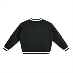 JESUS SAVES — V-Neck Contrast Collar Boxy Sweatshirt