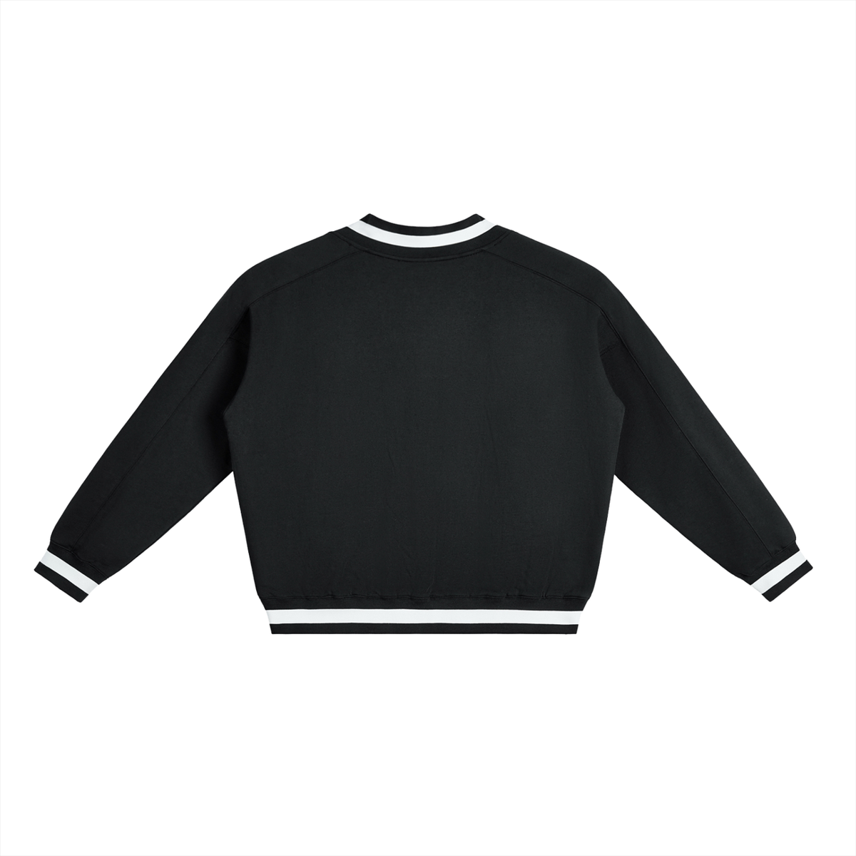JESUS SAVES — V-Neck Contrast Collar Boxy Sweatshirt